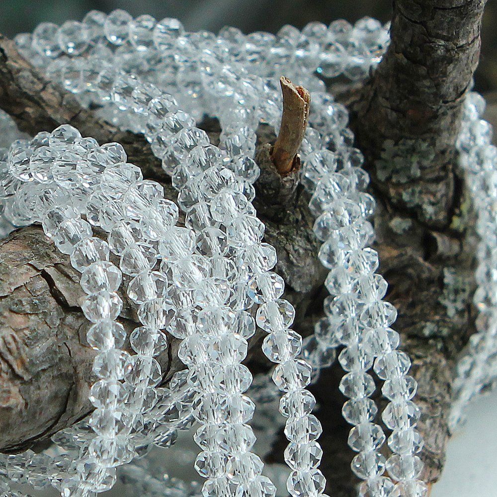 бусина, стекло абакус 3,5, граненая, цвет прозрачный, 3.5х2.5 мм (уп 50+/-10 шт)