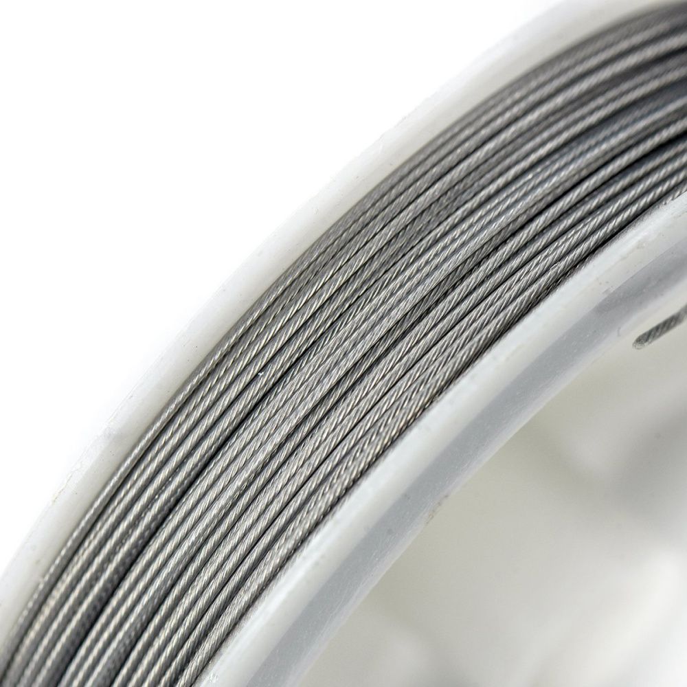 тросик ювелирный в оплетке, цвет серебристый, d 0.7 мм, 25 м