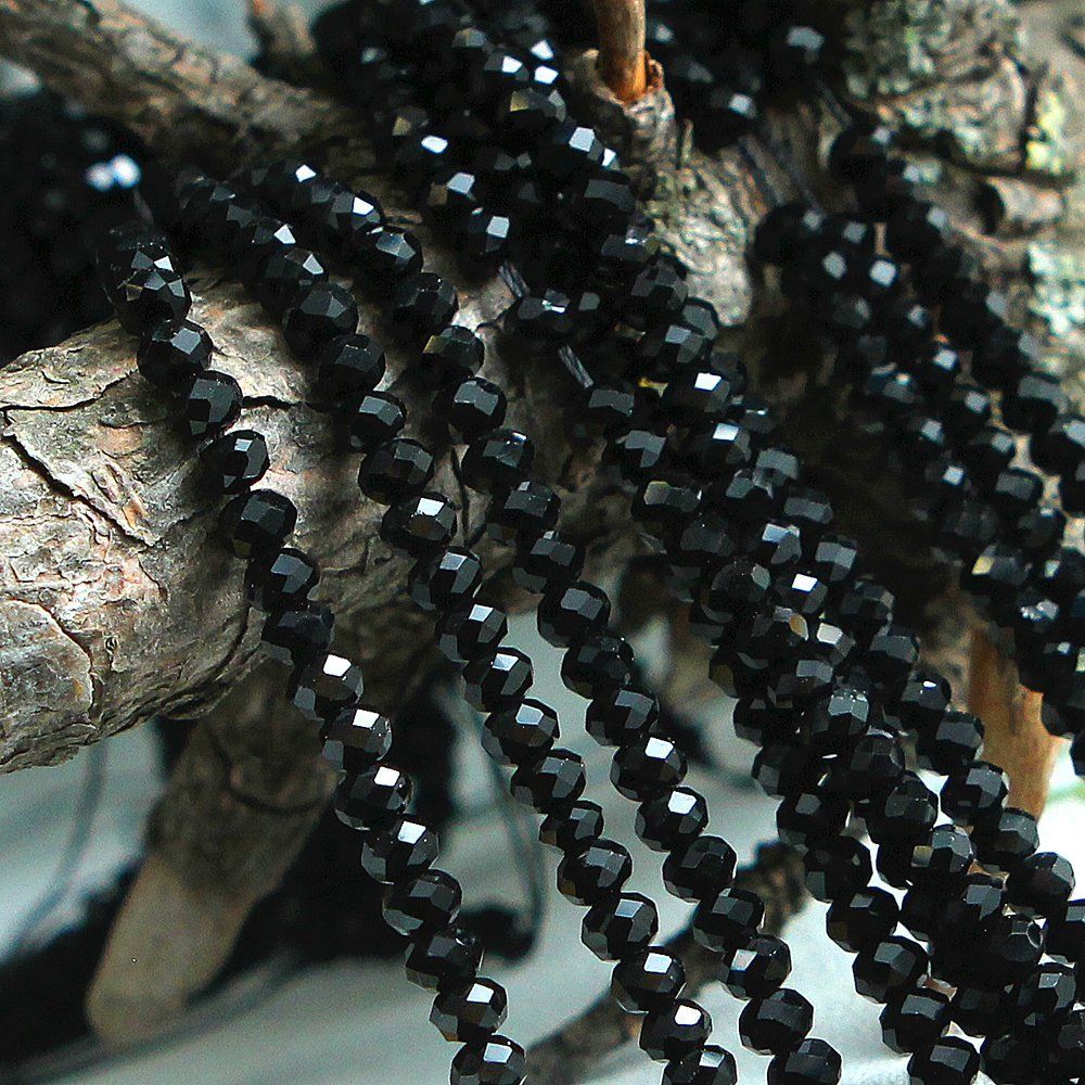 бусина, стекло абакус 2,5, граненая, цвет черный, 2.5х2 мм (уп 85+/-10 шт)