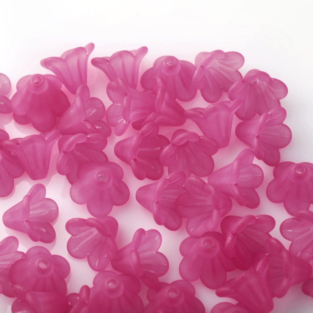 бусина, акрил "колокольчик", матовая, цвет малиновый, 14x10 мм