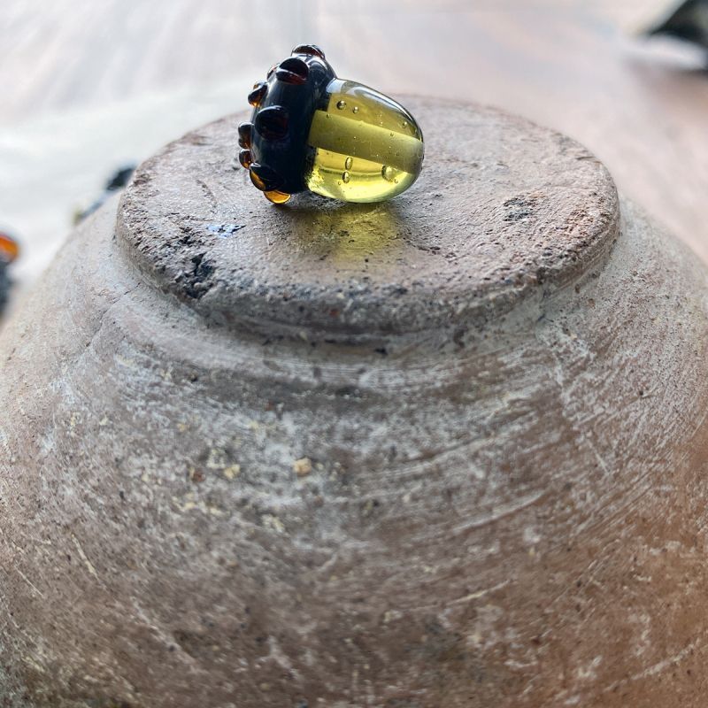 бусина, мурано "желудь", желто-зеленый, 15х12 мм