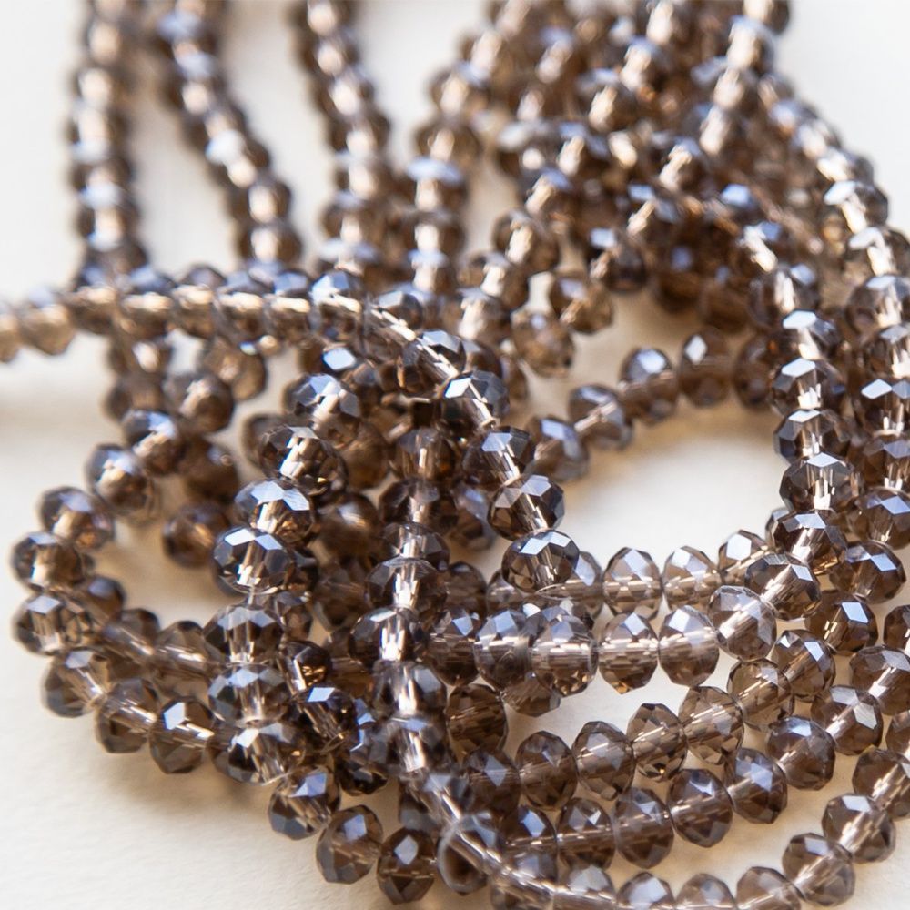 бусина, стекло абакус 6, граненая, цвет коричневый перламутровый, 6х4 мм