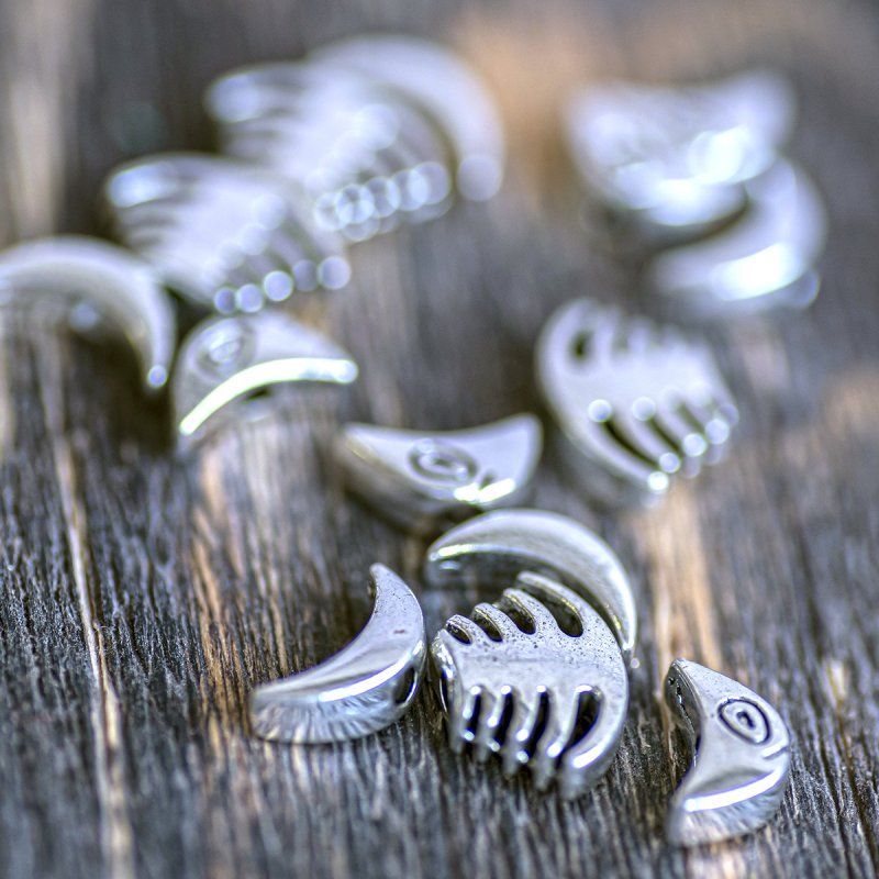 бусина, металл "беспокойная рыбка", цвет античное серебро, 20x13.5x4 мм