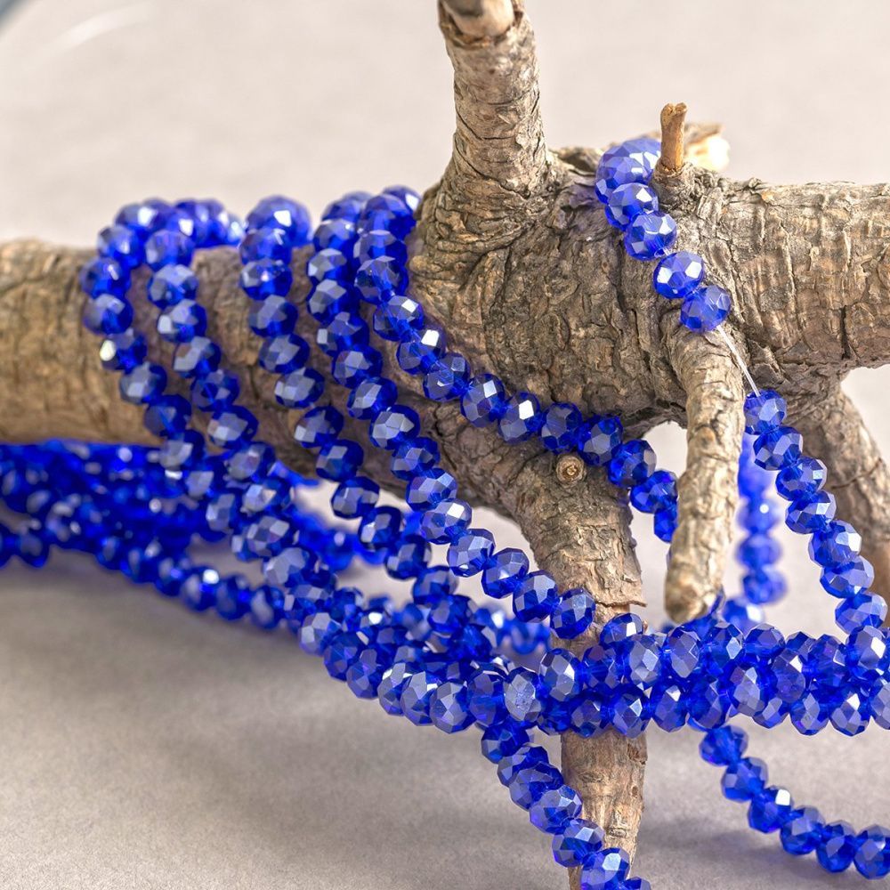 бусина, стекло абакус 6, граненая, цвет темно-синий перламутровый, 6х4 мм