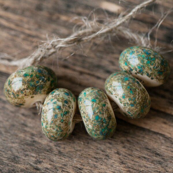 бусина, мурано "пыльца", абакус, бирюзовый, 13х9 мм