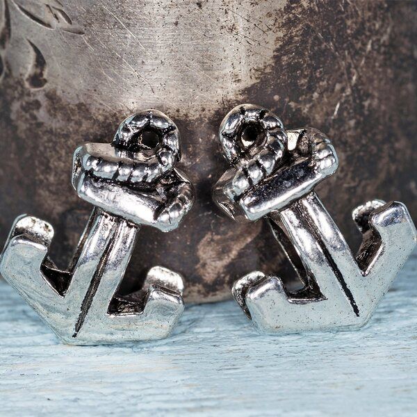 ес бусина металл "якорь", цвет античное серебро, 16x11.5x7 мм