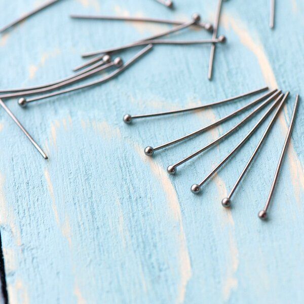 пины с шариком, цвет черный, 24х0.6 мм (уп ок. 120 шт)