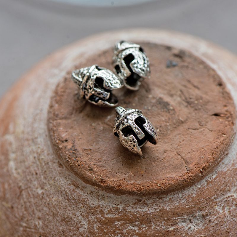 бусина, металл "троя", цвет античное серебро, 14x9.5x9 мм