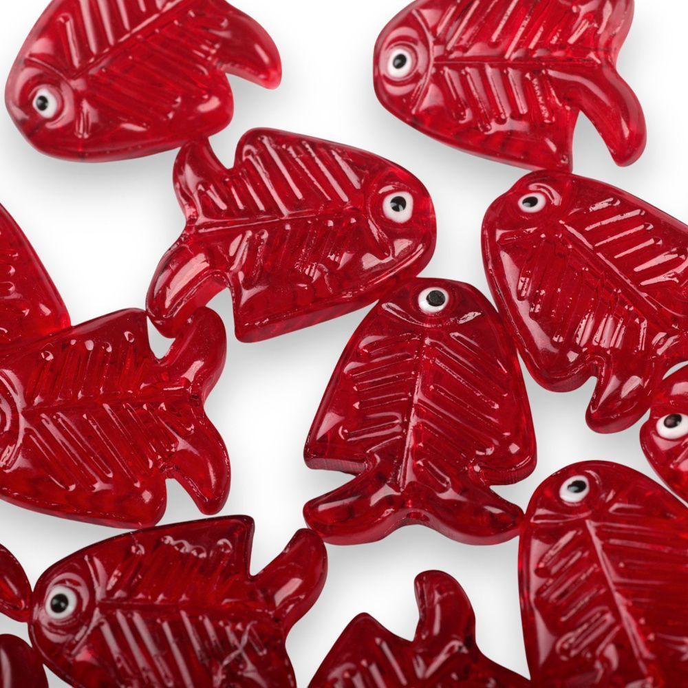 бусина, лэмпворк "скалярия", стекло, цвет красный, 21.5x18x7 мм