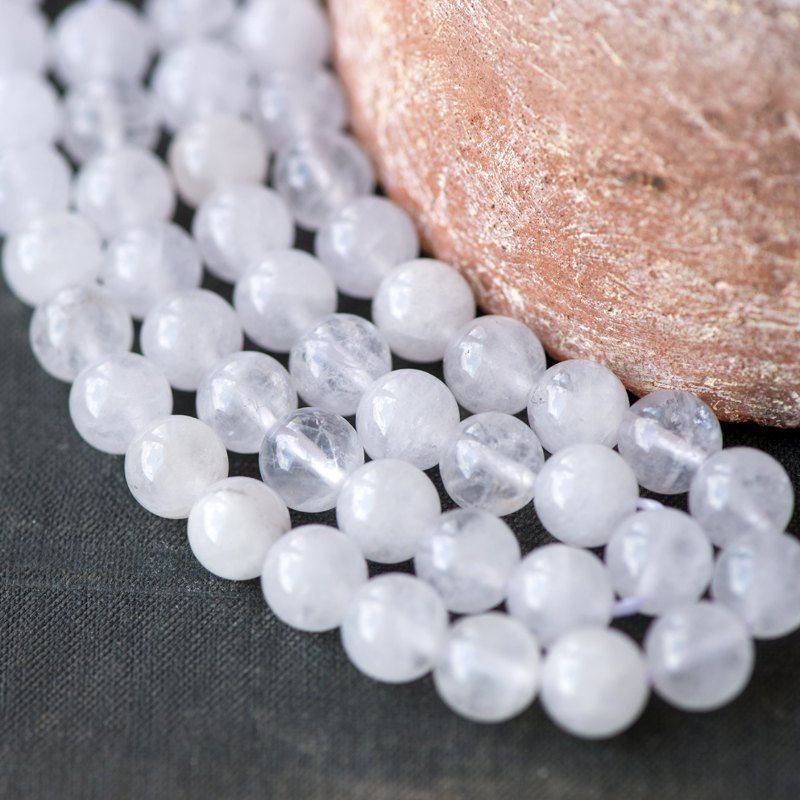 бусина кварц 8, цвет белый, 8 мм (стренд 10 шт.)