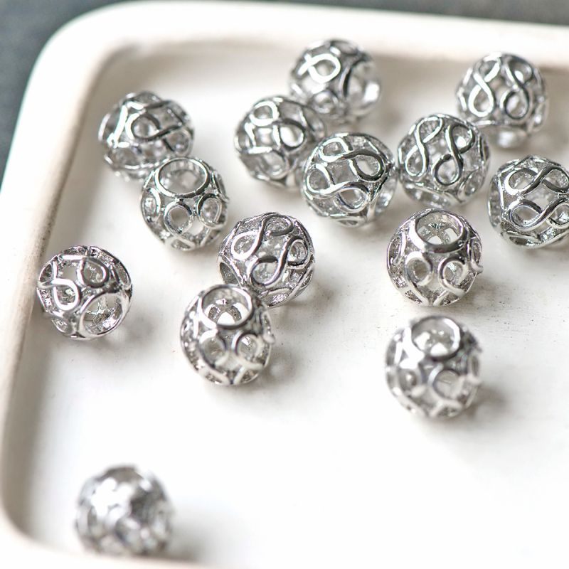 ес бусина металл "инфинити", цвет платина, 11x9.5 мм