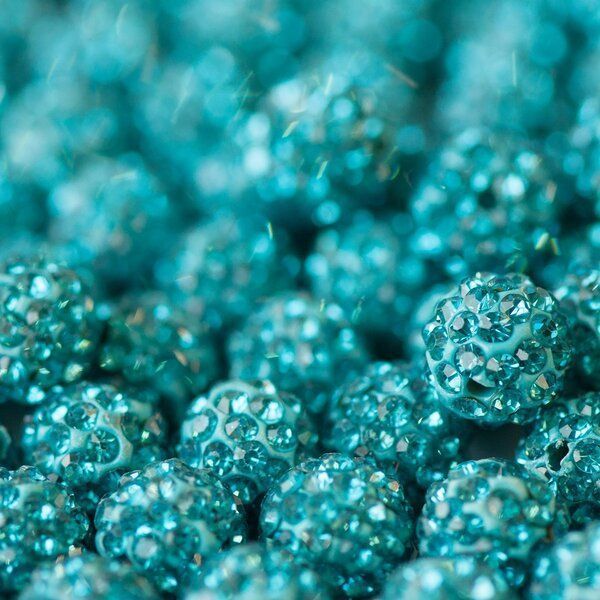 бусина "шамбала" 10, цвет аквамарин, 10 мм