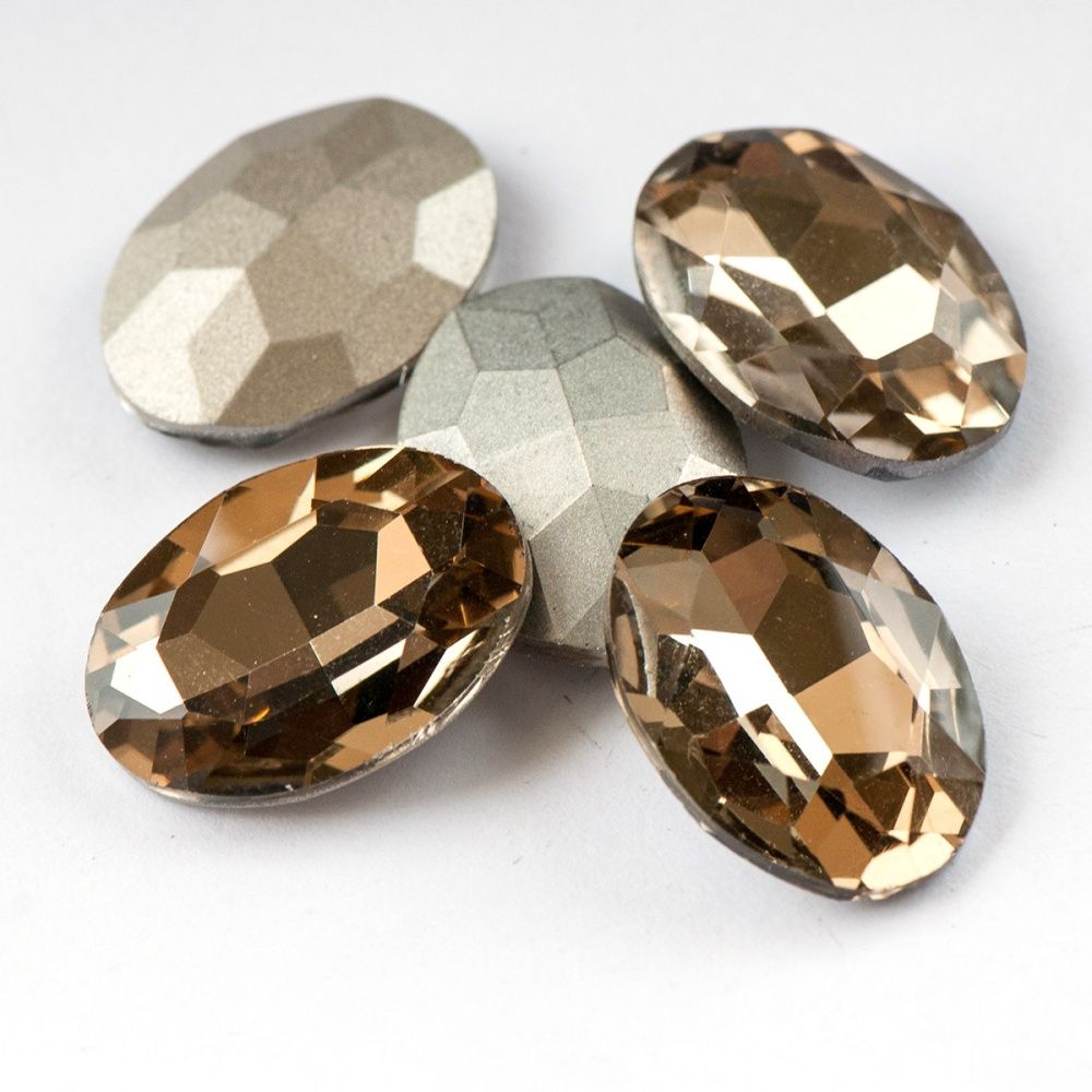 кабошон стекло кристалл, овальный, цвет lt.colorado topaz, 25х18 мм