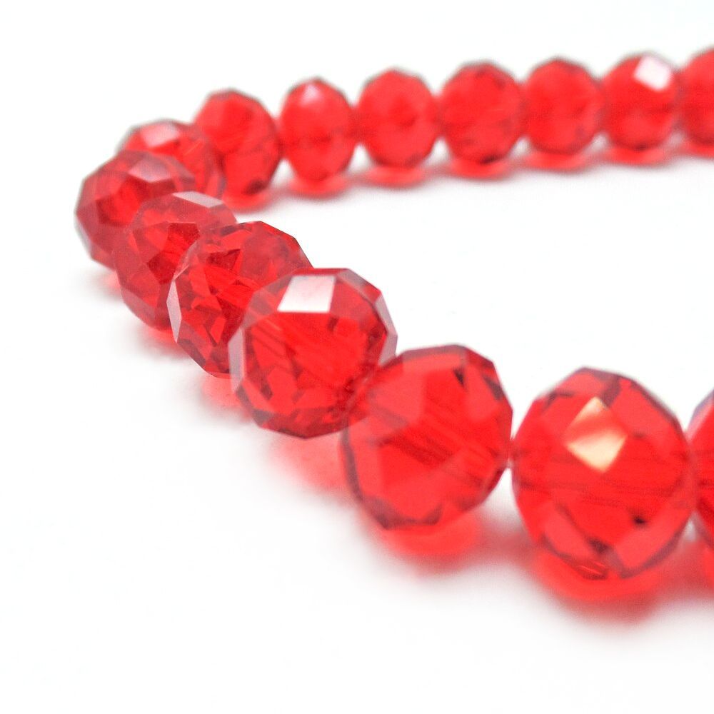 бусина, стекло абакус 6, граненая, цвет алый, 6х5 мм