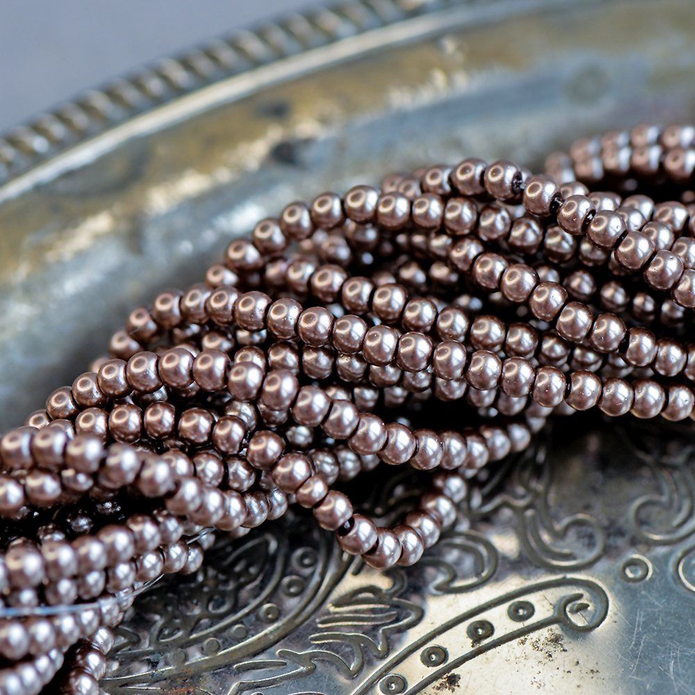 бусина, имитация жемчуга, стекло 3, цвет мокко, 3 мм (уп 100+/-10 шт)