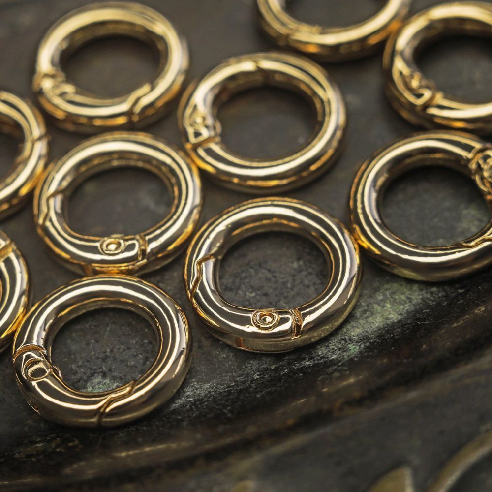 Замочки замок-кольцо для брелоков, цвет светлое золото, 17x3.5 мм