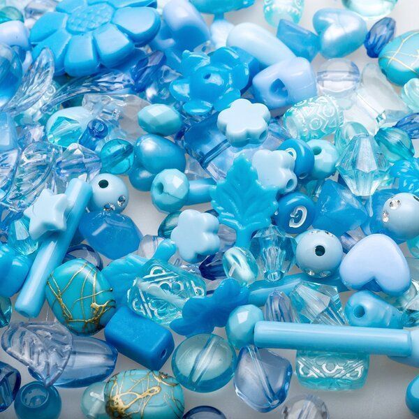 микс акриловый разной формы "фэнтэзи", цвет голубой (уп 20 г)