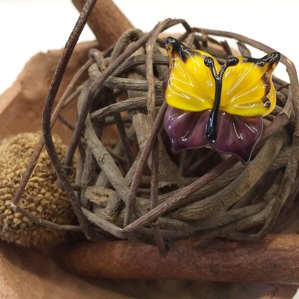 бусина, мурано "бабочка", фигурная, желто-сиреневый, 20х20 мм