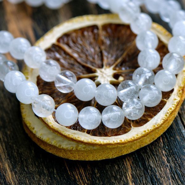 бусина кварц 8, цвет белый, 8 мм (стренд 10 шт.)