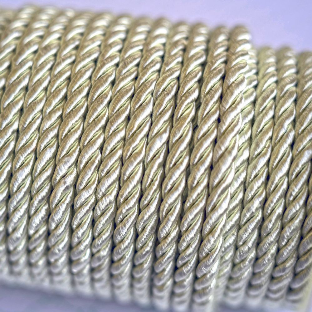 шнур витой из нейлона, цвет сливочно-белый, 5 мм