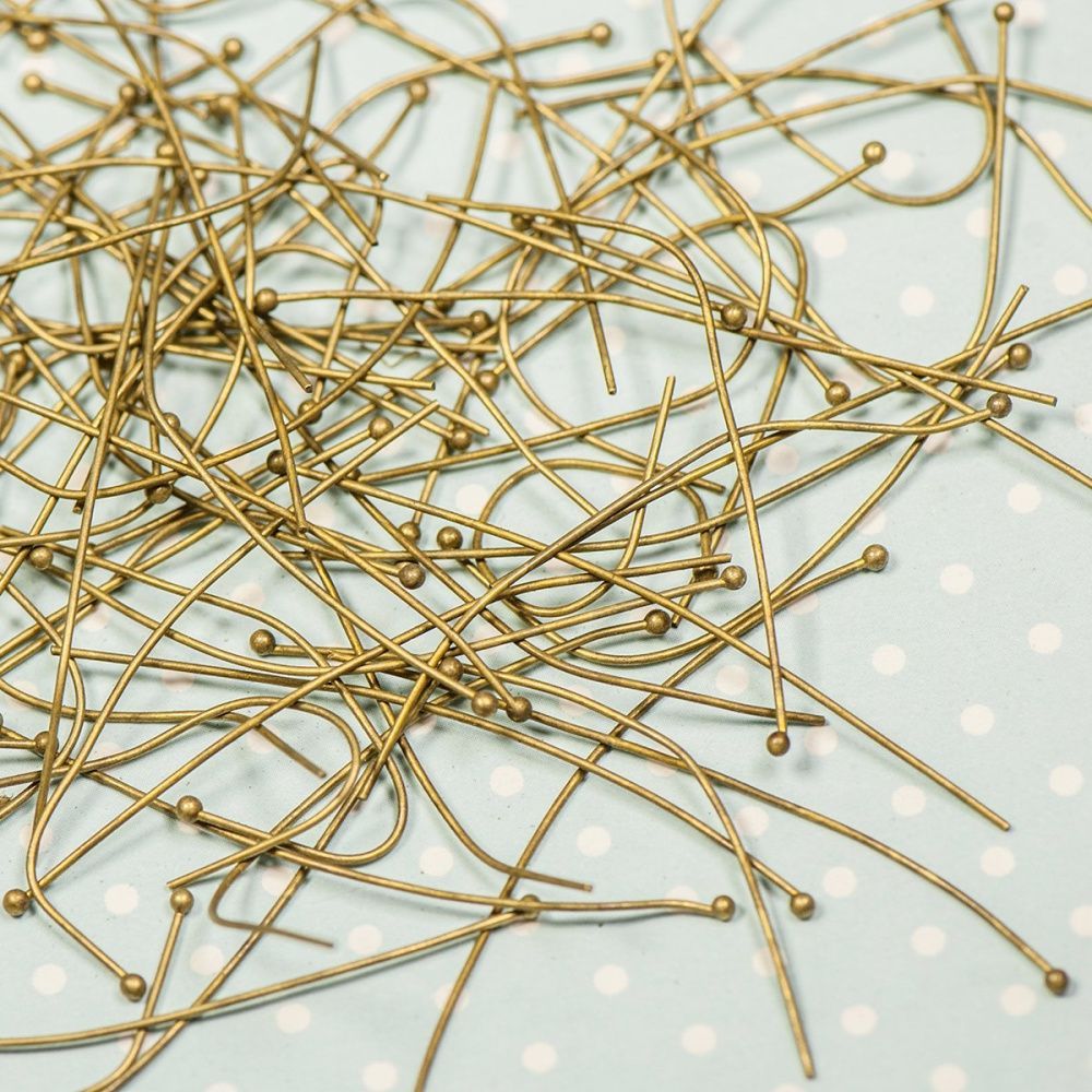 пины с шариком, цвет античная бронза, 48х0.6 мм (уп ок. 80 шт)