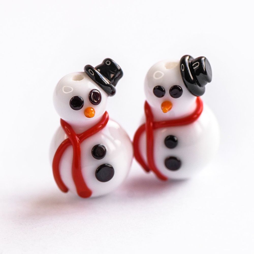 бусина, мурано "снеговичок", фигурная, белый, 12х20 мм