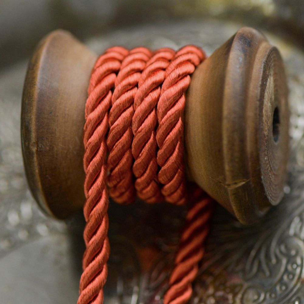шнур витой из нейлона, цвет приглушенный рыжий, 5 мм