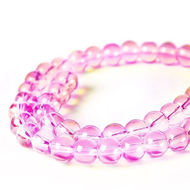 бусина, акрил 6, цвет бледно-розовый, 6 мм (уп 30 +/-3 шт)