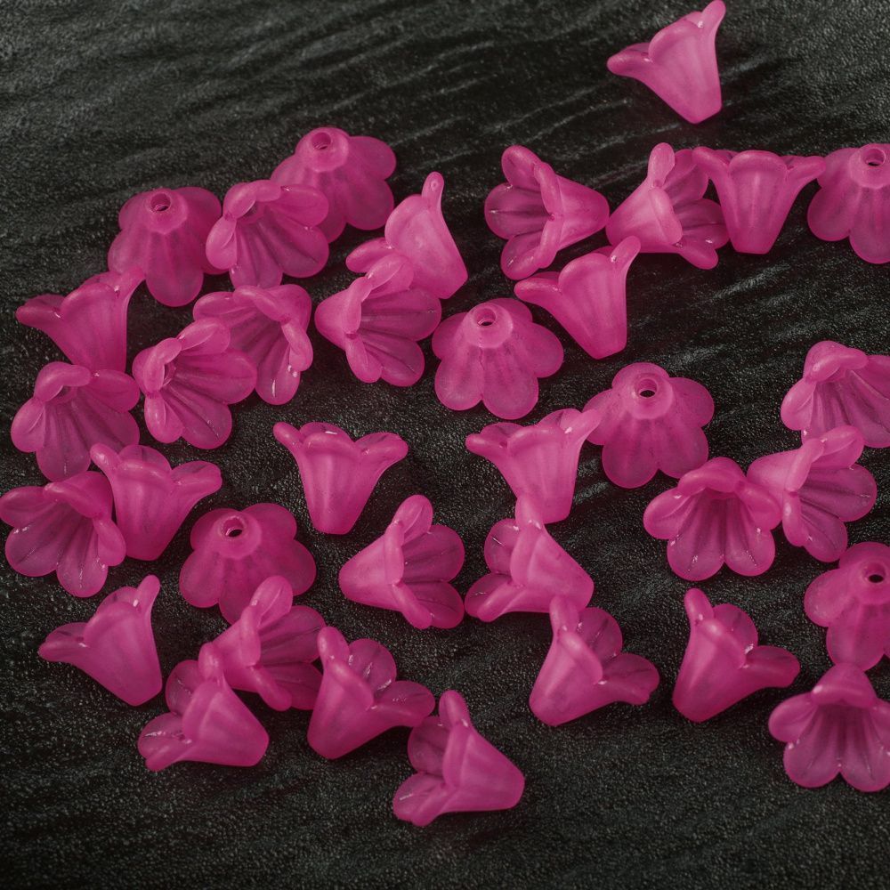 бусина, акрил "колокольчик", матовая, цвет малиновый, 14x10 мм