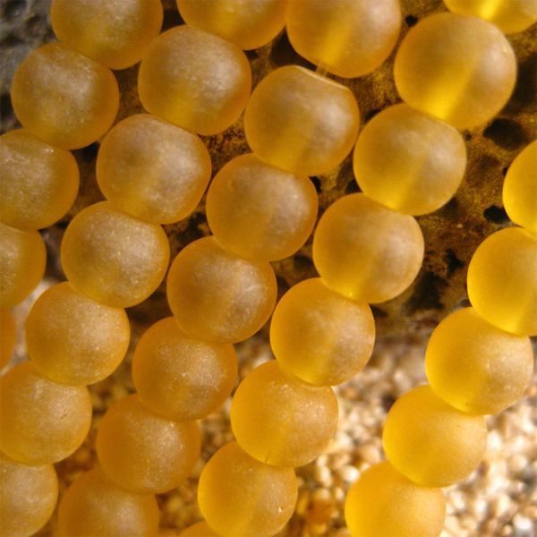 бусина, стекло 6, матовая, цвет желтый, 6 мм