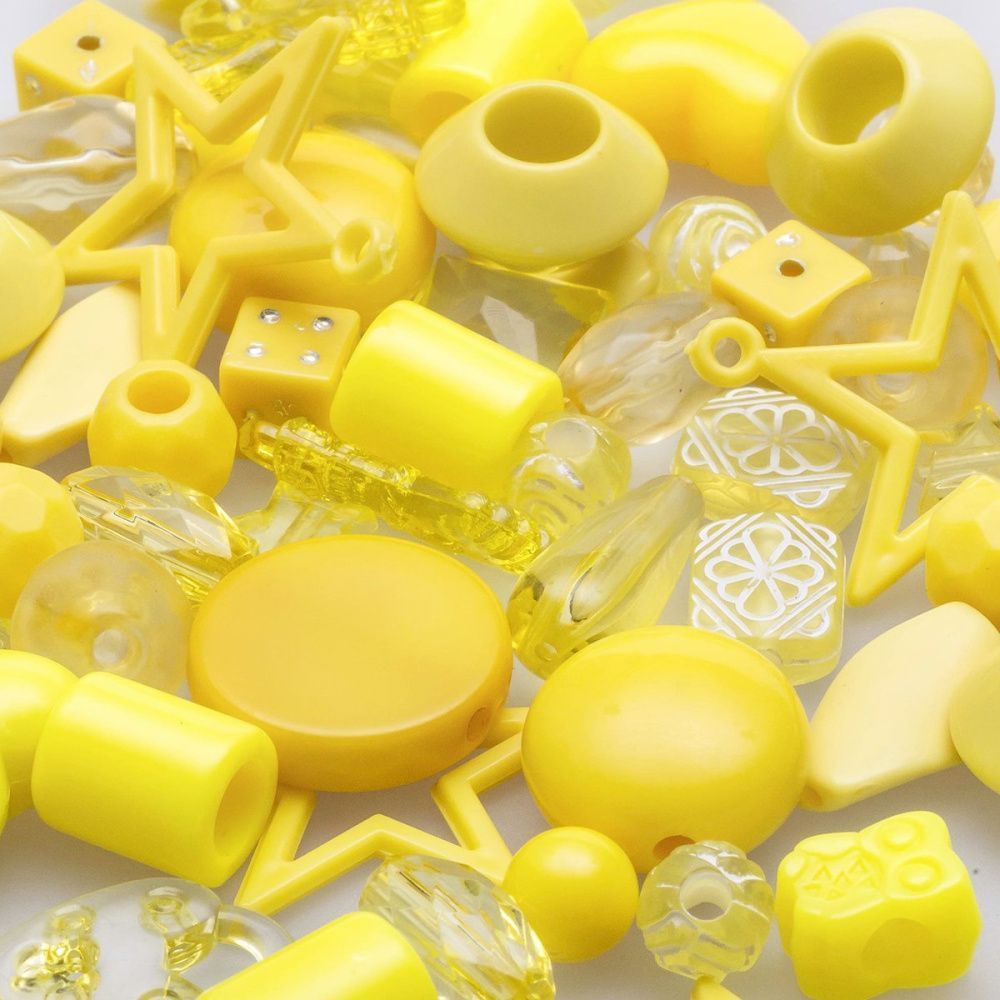 микс акриловый разной формы "фэнтэзи", цвет желтый (уп 20 г)