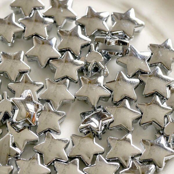 бусина, металл "звезда", цвет античное серебро, 9.5x9.5x6 мм