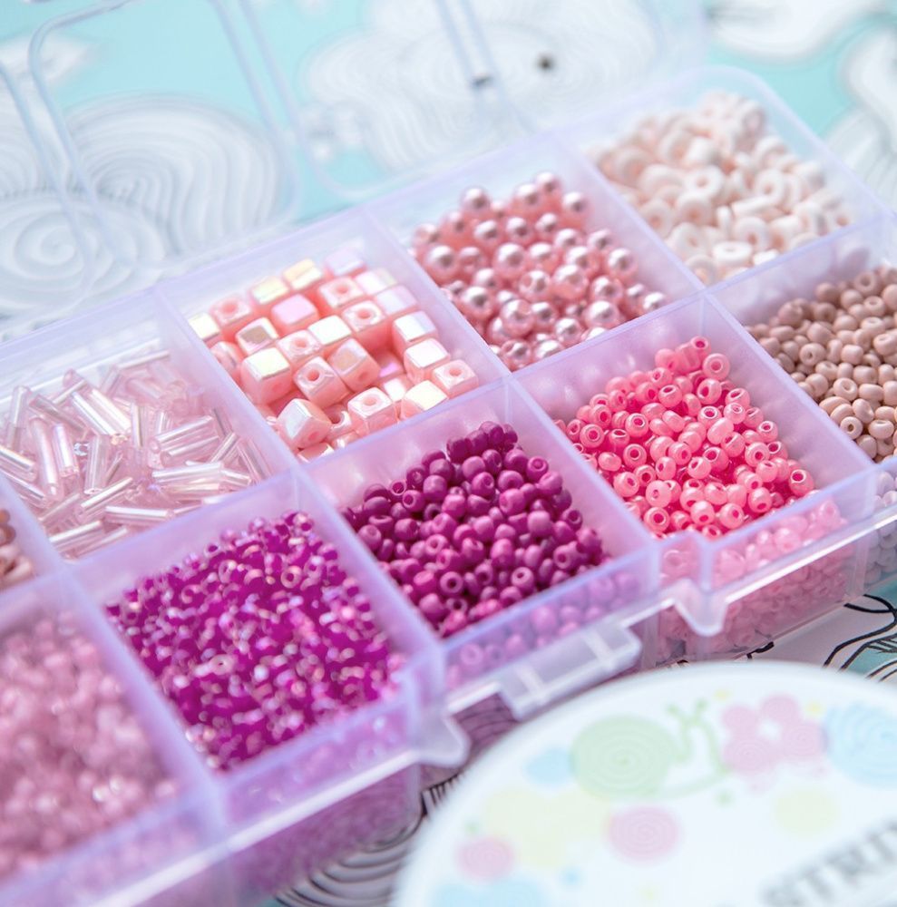 набор бисера и бусин "розовый фламинго" для рукоделия/бисероплетения/детского творчества