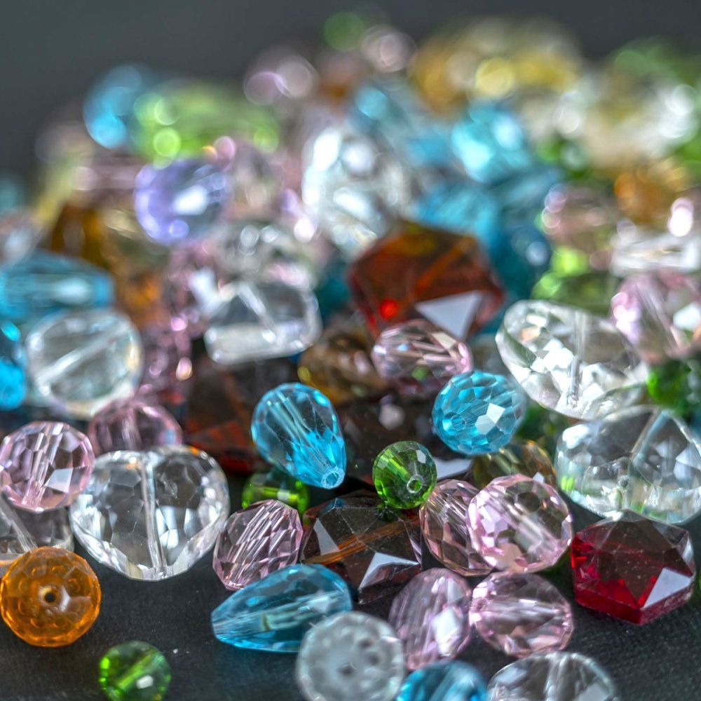 бусина "фацет", граненая, стекло, цветовой и размерный микс (уп10 г)