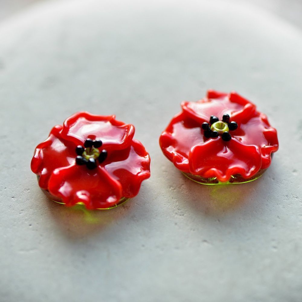 бусина, мурано "мак", фигурная,18х18мм