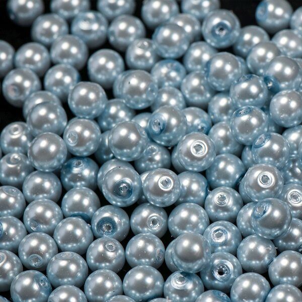 бусина, имитация жемчуга, стекло 8, цвет голубой, 8 мм (уп 20 шт)