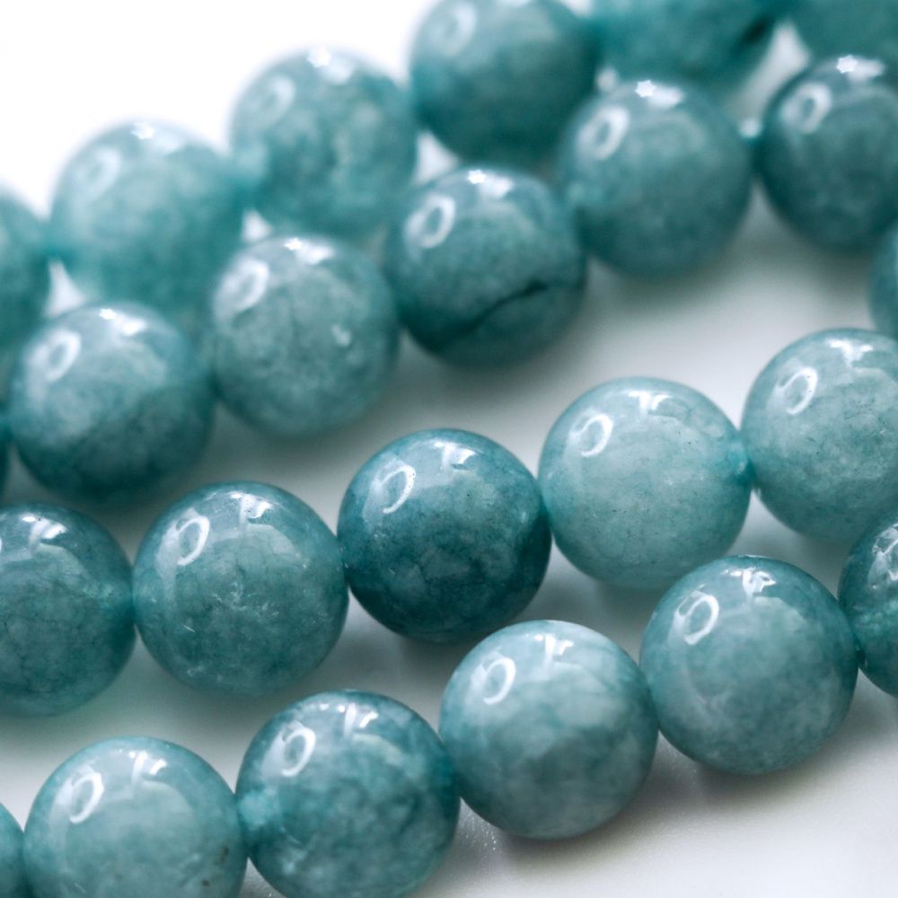 бусина нефрит малайзийский 8, цвет голубой, колорир., 8 мм (стренд 12 шт.)