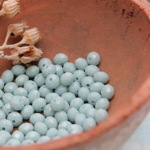 бусина, имитация нефрита, стекло абакус, цвет голубой, 6х4 мм (уп 25+/-3 шт)