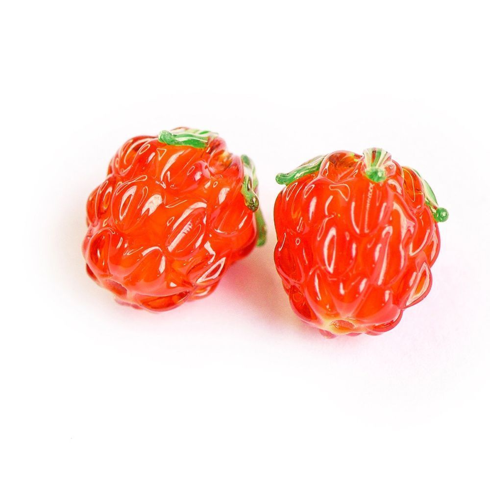 бусина, мурано "малинка", оранжевый, 15х12 мм