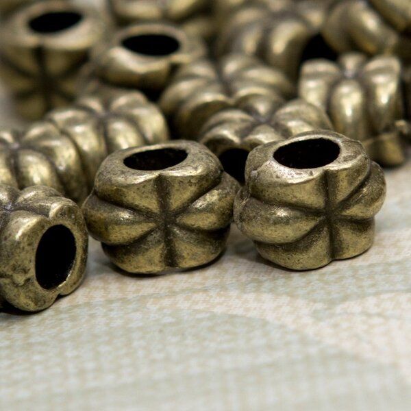 ес бусина металл "цветок", цвет античная бронза, 12х8х7 мм