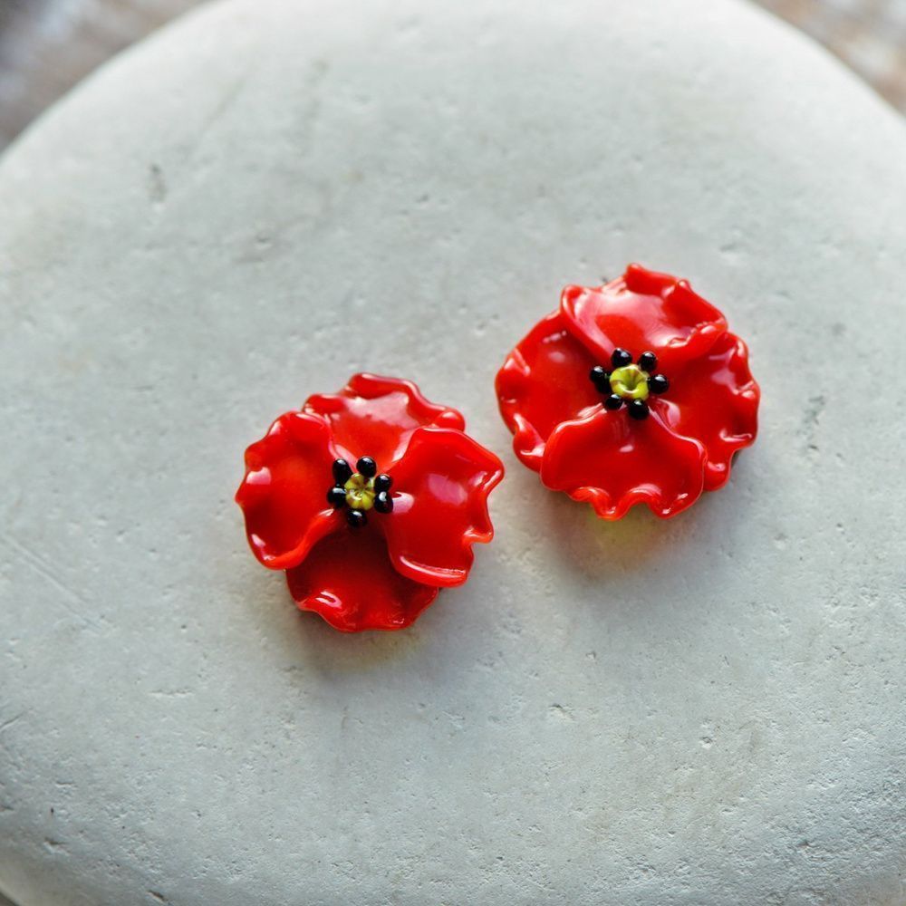 бусина, мурано "мак", фигурная,18х18мм