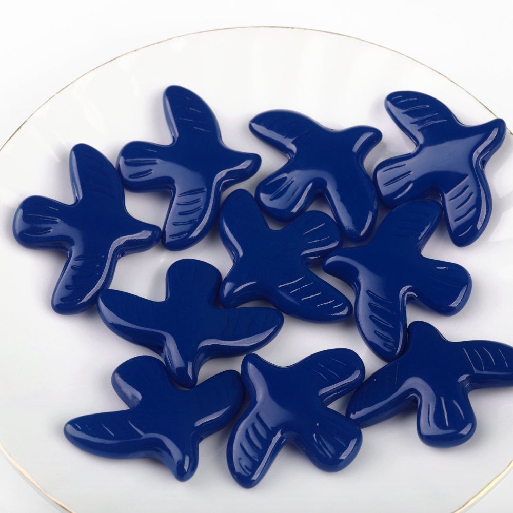 бусина, лэмпворк "голубь", стекло, цвет синий, 34x42x9 мм