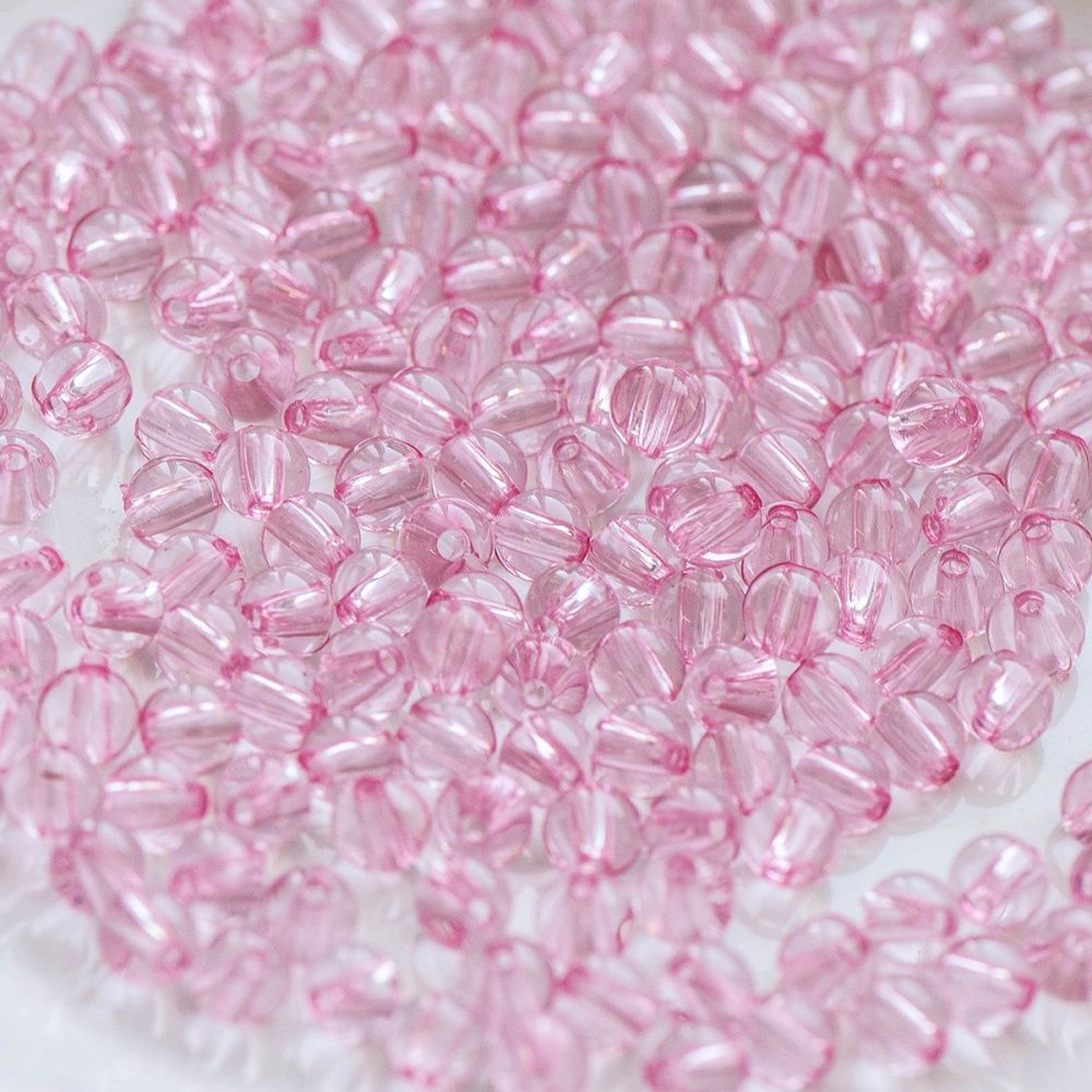 бусина, акрил 6, цвет бледно-розовый, 6 мм (уп 30 +/-3 шт)