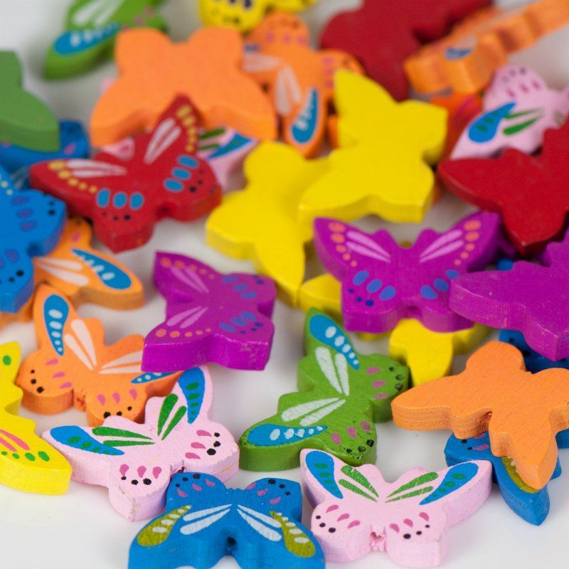 бусина дерево "бабочка", цветовой микс,  25x17x4.5 мм