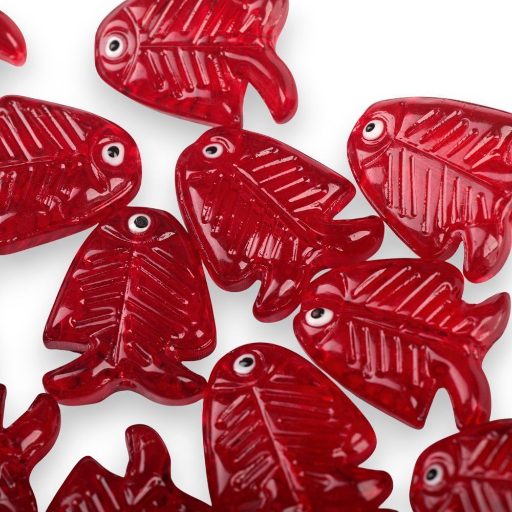 бусина, лэмпворк "скалярия", стекло, цвет красный, 21.5x18x7 мм