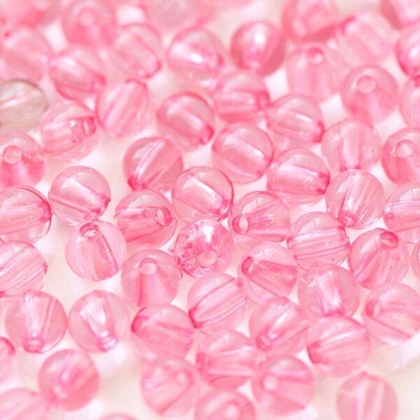 бусина, акрил 6, цвет ярко-розовый, 6 мм (уп 30 +/-3 шт)