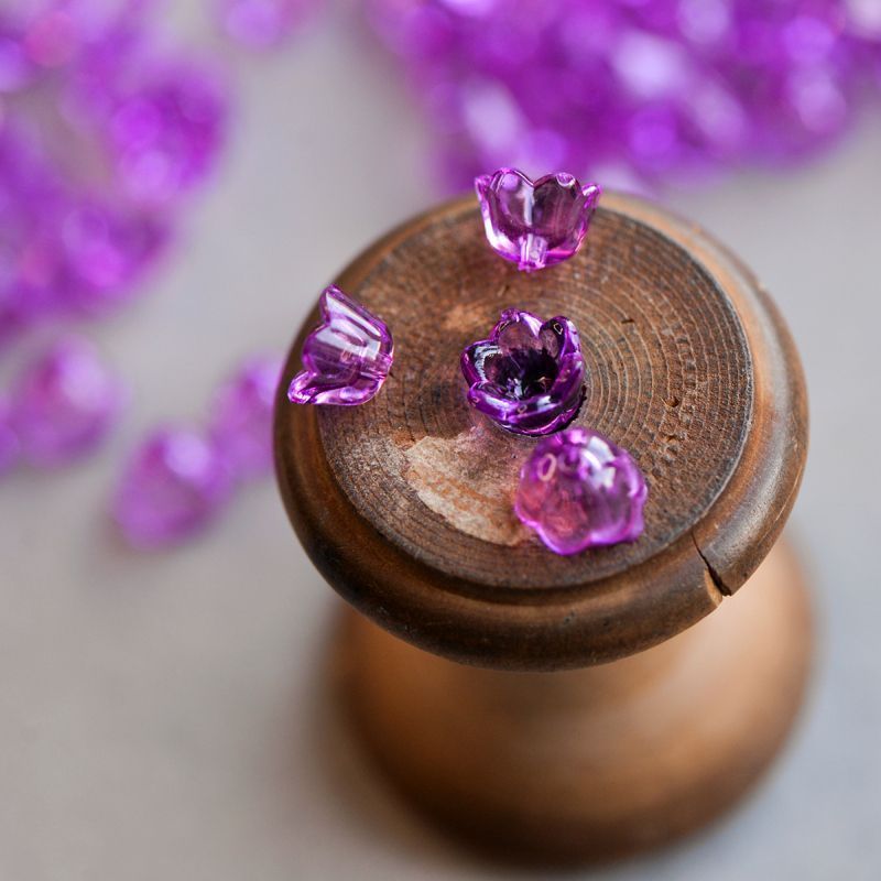 бусина, акрил "ландыш", цвет сиреневый прозрачный, 10х6 мм