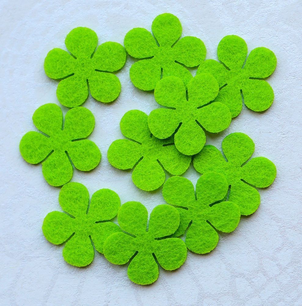 вырубка из фетра 933 цвет шартез темный "ветреница", 20 мм (уп 10 шт)