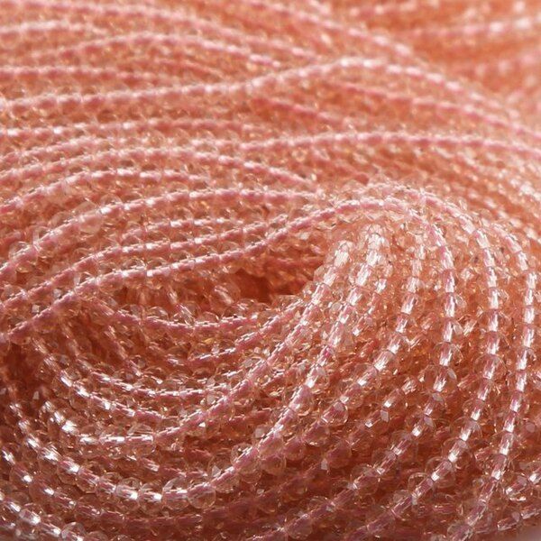 бусина, стекло абакус 3,5, граненая, цвет розовый, 3.5х2.5 мм (уп 50+/-10 шт)