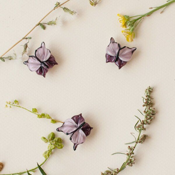 бусина, мурано "бабочка", фигурная, сиреневый, 20х20 мм